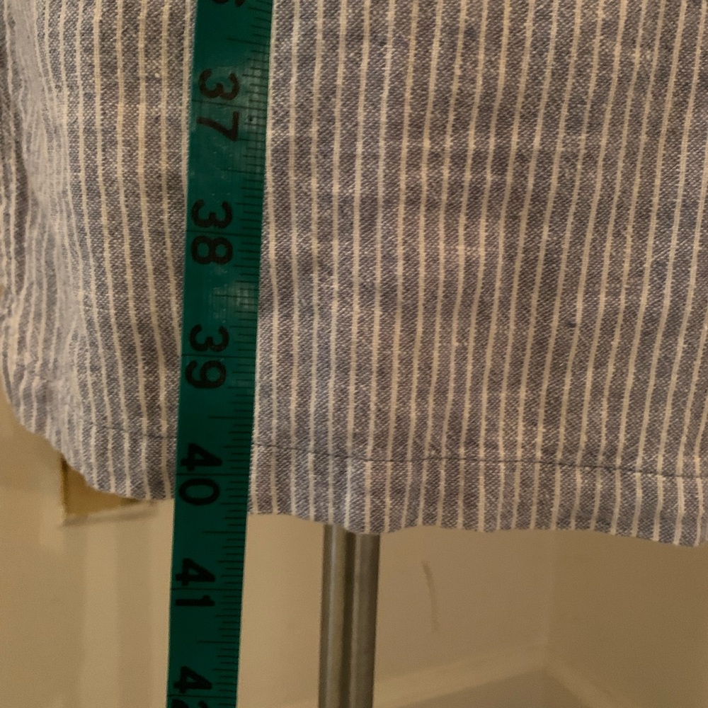 Light Blue Striped Linen Shirt Dress Long Sleeve Size Small/Tall - Picture 5 of 13